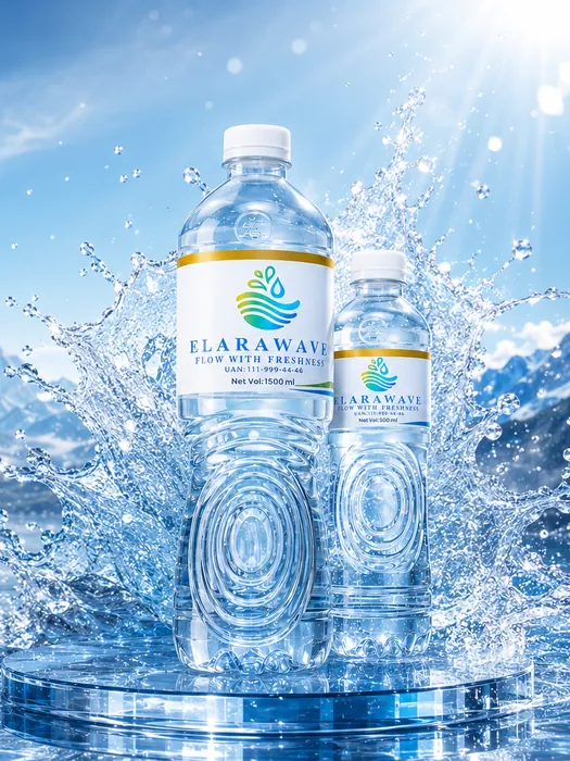 Two ELARA WAVE mineral water bottles
